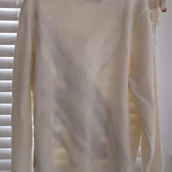 Alfred Dunner Woman 2X Sweater Cream Argyle Stripe Knit Pullover Mock Neck Plus - Picture 5 of 5